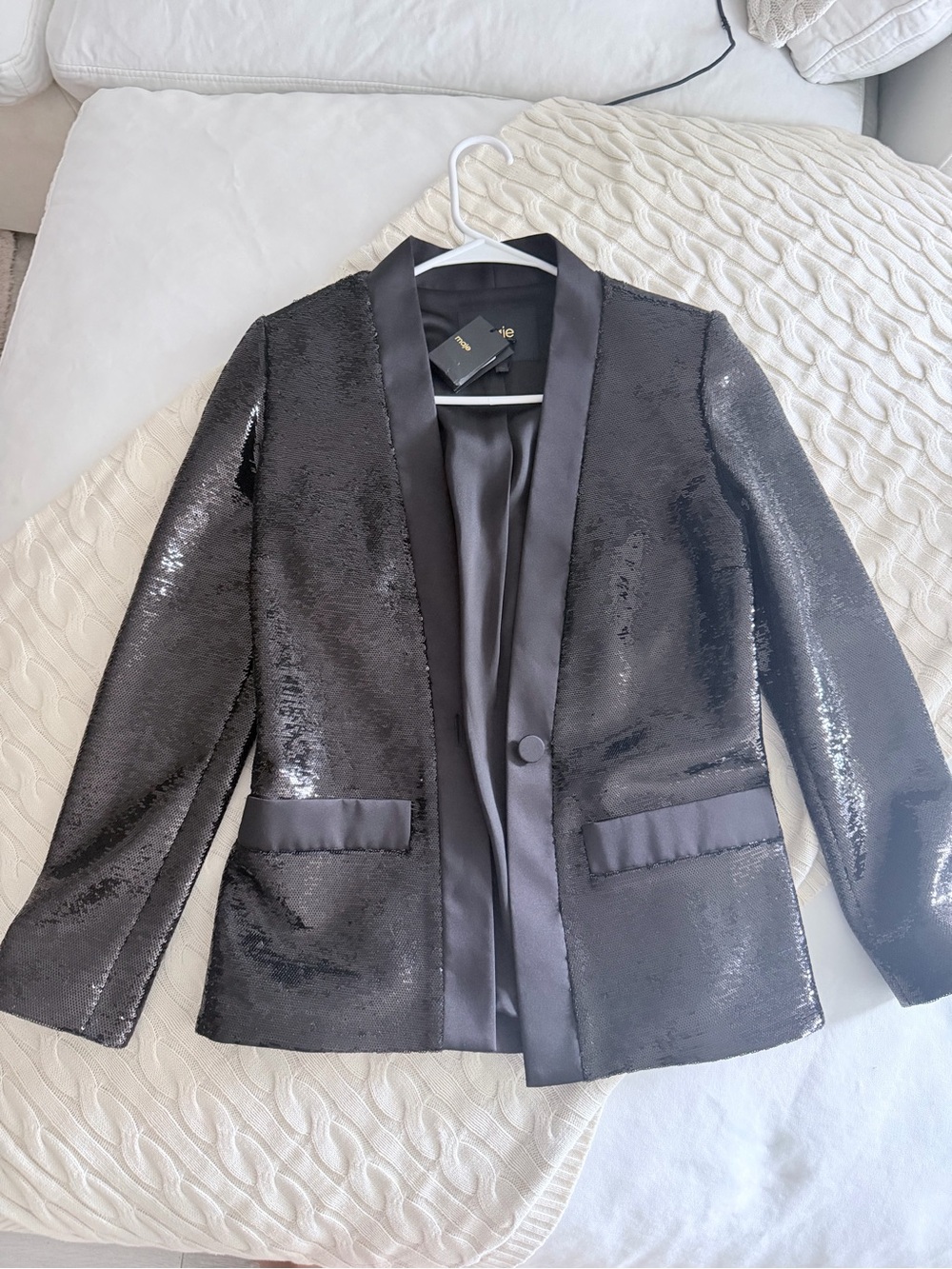 Maje Black Sequin Blazer Jacket